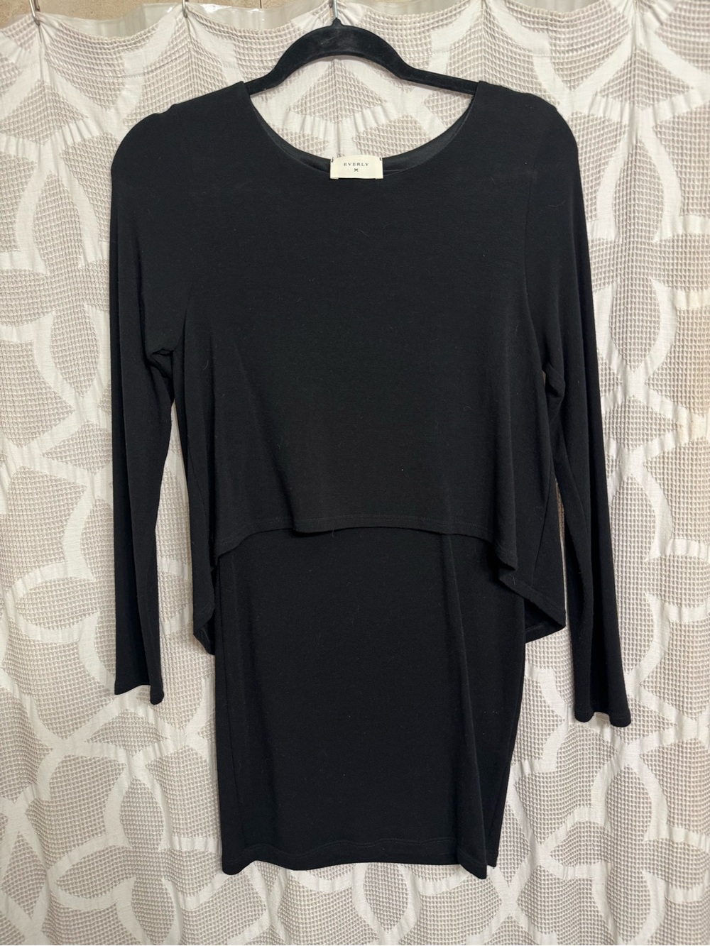 Everly Black Layered Long-Sleeve Dress